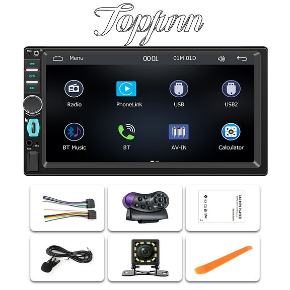Wireless Apple CarPlay & Android Auto 7" Double Din Car Stereo - 240W High-Power Sound, Touchscreen Bluetooth Receiver with USB-C/AUX/TF Ports, RDS/FM/AM Radio, MirrorLink HD Display