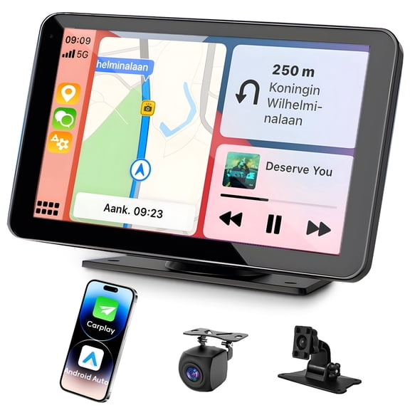 Visiodrive Car In-Dash Audio System Wireless Apple CarPlay and Android Auto, 7 Inch HD Touch Screen, Bluetooth, FM AUX USB, Universal