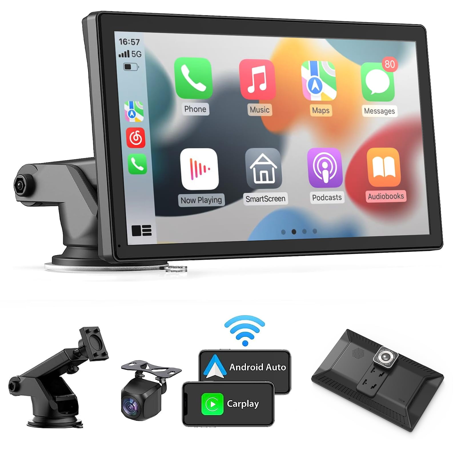 Wireless Apple CarPlay & Android Auto Car Stereo with 9” HD IPS Touch