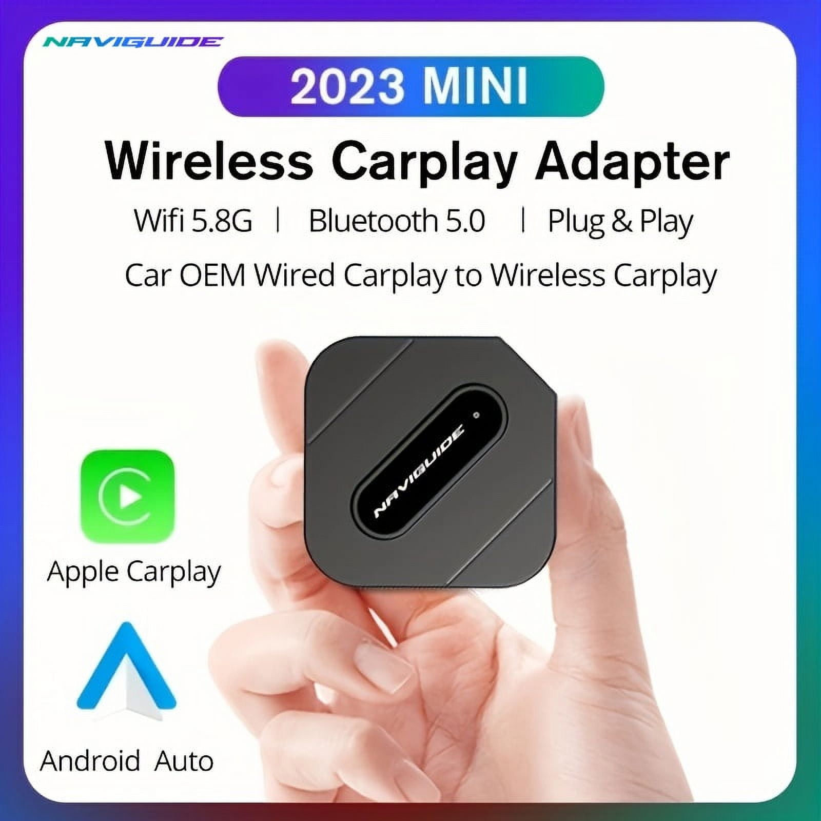  Wireless Carplay Adapter & Android Auto Adapter for iPhone  Android Phone, Apple Car Play Dongle Magic AI Box for OEM Wired Carplay  Android Auto to Upgrade, 5.8G WiFi Bluetooth 5.2 