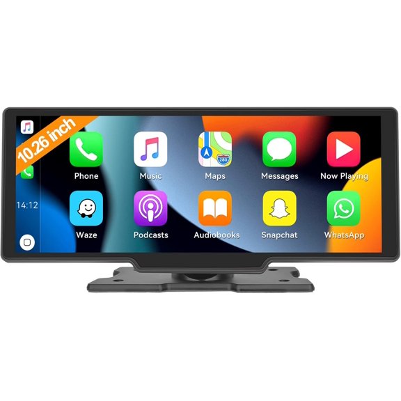 Wireless Apple Carplay & Android Auto 10.26 Inch HD Touch Screen Portable Car Stereo with Bluetooth Radio Receiver Support Super Link Siri/Google Assistant FM/AUX Dash Mount