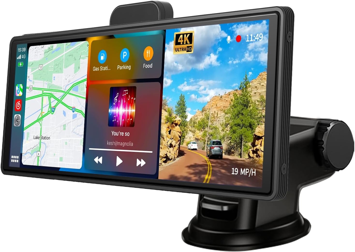 9.3'' Wireless Apple CarPlay Screen with HD Front and Rear Backu 並行輸入品 Wireless Apple Carplay \u0026 Android Auto, 9.3 Portable Car Stereo with 4K ADAS  Dash Cam, Phone Mirroring, AUX&frasl;FM&frasl;Speaker&frasl;Bluetooth, 32.8ft Backup Camera