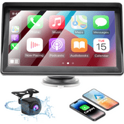 Wireless Apple Carplay & Android Auto Portable Car Stereo 7 inch Touchscreen Car Radio Receiver Portable Car Play Screen with Bluetooth Hands-Free Calling,Siri/FM/AUX/Airplay/Mirror Link