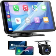 Wireless Apple Carplay and Android Auto Screen for Car, 7 HD Portable Touch Screen Car Stereo with Bluetooth, Backup Camera, Navigation, Mirror Link for All Vehicles
