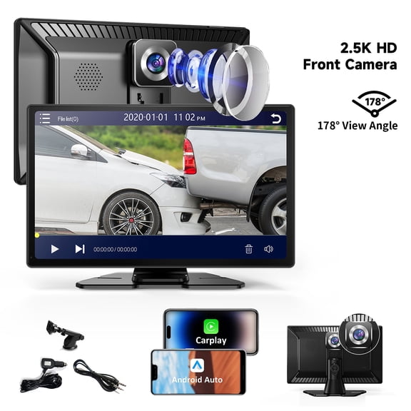 Wireless Apple Carplay Car Stereo Screen,9" HD Detachable Car Stereo Android Auto Car Play Adapter, 12 languages,GPS Navigation ,Mirror Link/Siri/Wifi/Bluetooth/AUX/FM/BT/Double Din