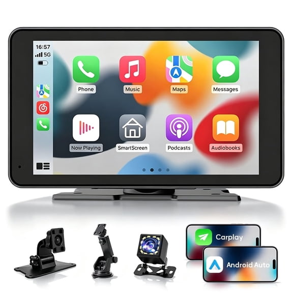 MIMQO Portable Car Stereo Receiver Wireless Apple Carplay Android Auto Touchscreen with Backup Camera 7 Inch