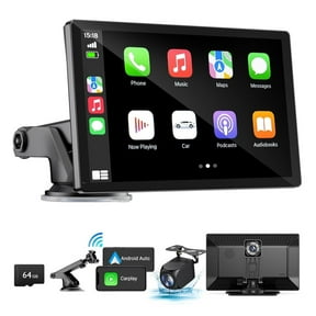 Wireless Apple Carplay Screen for Car 4K Dash Cam, 9" Portable Apple Carplay & Android Auto Car Stereo, with 1080p Backup Camera, GPS Navigation/Mirror Link/Voice Control/Bluetooth