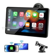Wireless Apple Carplay Screen for Car, 7 HD Touch Screen Portable Car Stereo for Carplay & Android Auto, Pantalla para Carros with Bluetooth, AUX, FM Transmitter, Voice Control