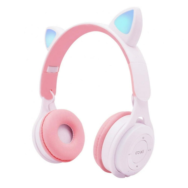 Kids Girls Wireless Cat Ear Headphones Bluetooth Headset LED Earphone Gifts