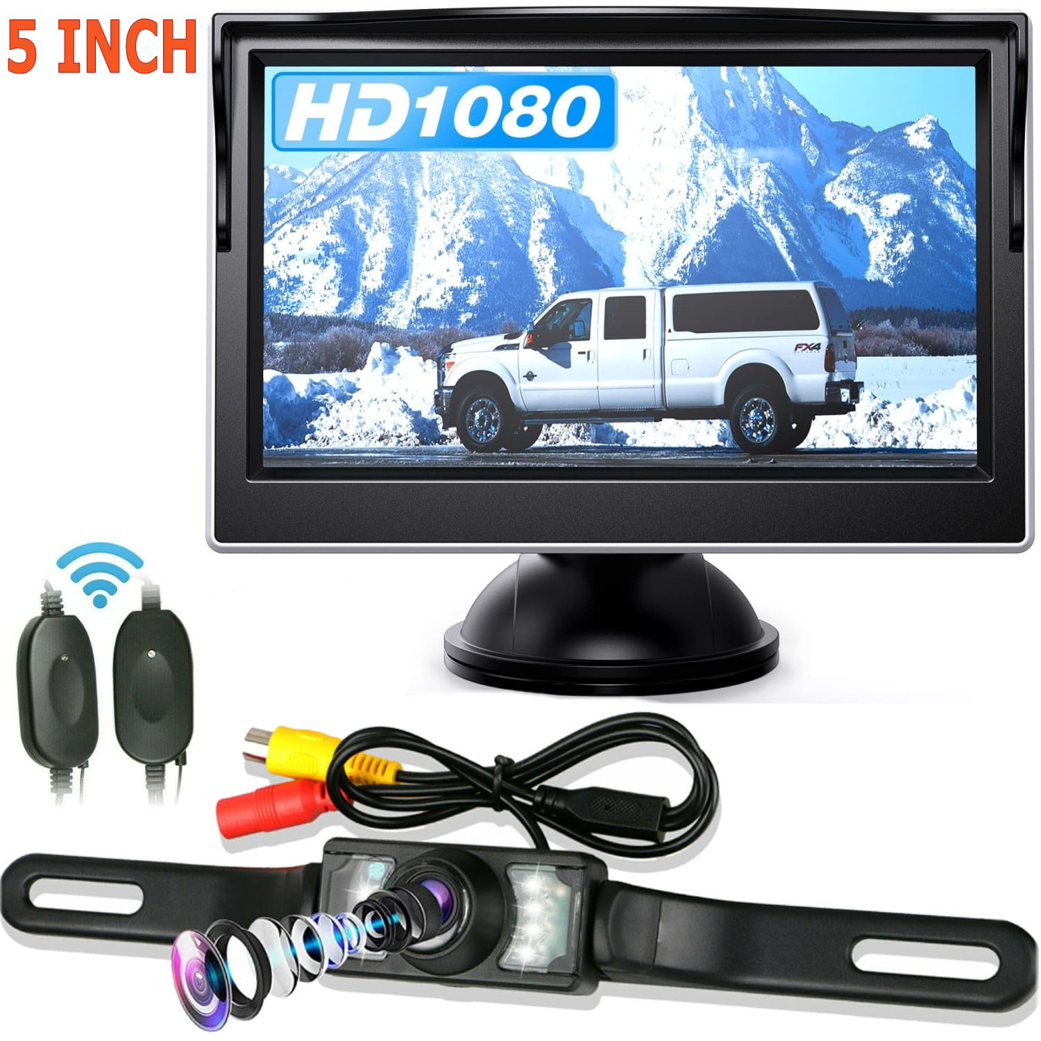 Wireless Backup Camera System Kit with 5'' Monitor Rear View Reverse System  for Car/Truck/Van/Pickup/Camper
