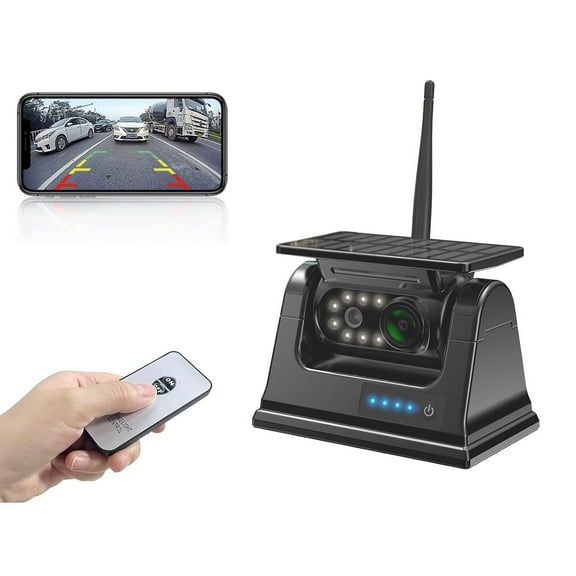 Wireless Backup Camera for Trucks & RVs Solar-Powered, 1080p HD, Night Vision, Waterproof, Adsorption Installation, Easy Installation for Towing & Parking