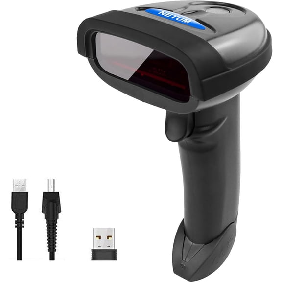 Wireless Barcode Scanner, 2 in 1 2.4G Wireless & USB Wired 1D Laser Barcode Reader Handheld Bar Code Reader Cordless Rechargeable Bar Code Scanner for Computer MAC Laptop (NT-1698W)