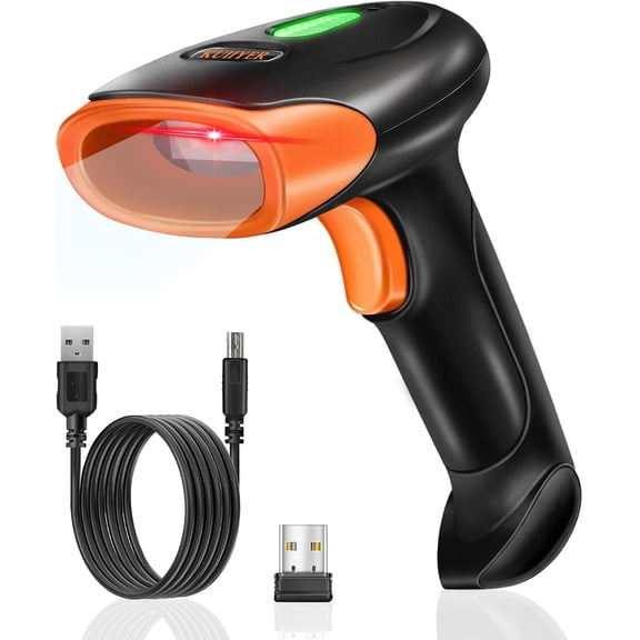 Wireless Barcode Scanner, 2D QR 1D Bar Code Scanners Handheld Barcode Reader with Updated 800 X 600 Pixel CMOS & Built-in Light, Plug & Play for Computers, PC, Laptop, Desktop & POS