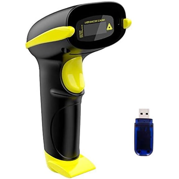 Wireless Barcode Scanner Compatible with Bluetooth, Handheld USB 1D Cordless Laser Bar Code Reader for Inventory, Work with Windows/Mac OS/Linux Computer, Made for iPhone, iPad, and Android$$Office