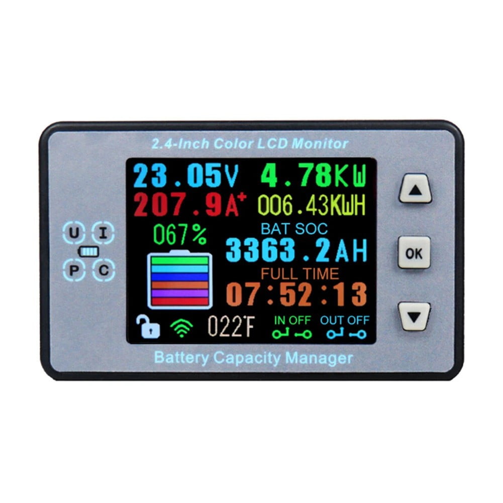 Wireless Battery Monitor Meter Dc 120V 100A Voltage Amp Hour Capacity ...