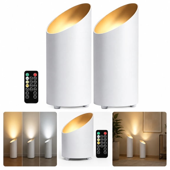 Wireless Battery-Operated Floor Can Light, 6000K LED Uplights with Timer and Remote, 3 Color Temperatures, Dimmable Spotlights for Indoor Corners, Sofas, Plants, and Wall Art