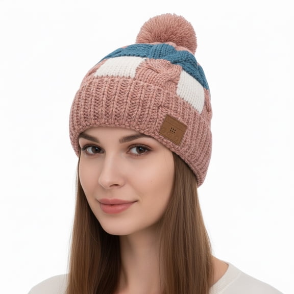 Wireless Beanie Hat Headphones | Music Winter | Knit Stereo Headphone Cap Women Soft Hat with Pompon | for Skiing