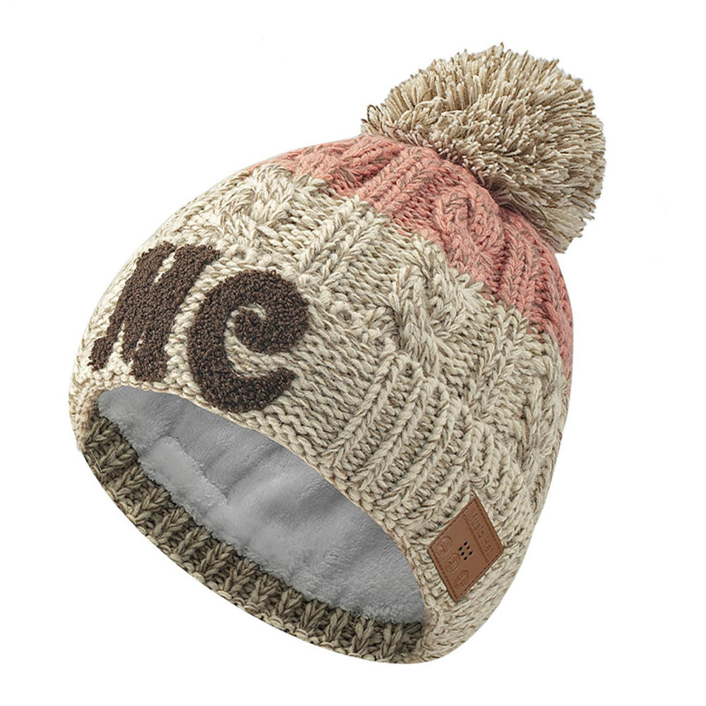 Wireless Beanie Hat Headphones | Music Winter | Knit Stereo Headphone Cap Women Soft Hat with Pompon | for Skiing