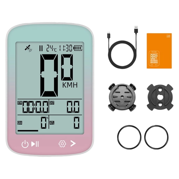 Wireless Bike Computer GPS Cycling Speedometer with Large LCD Screen USB Rechargeable Waterproof Odometer for MTB Road Bike, Pink