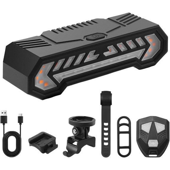 Wireless Bike Tail Light with Turn Signals, USB-C Rechargeable Rear Bicycle Light with Remote Control, 120dB Safety Alarm & Virtual Lane Projection, IP65 Waterproof Cycling Safety Light for Night Rid