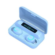 Wireless Bluetooth 5.0 Earbuds with 2000mAh Large Capacity Battery and LED Display, In-ear TWS Earphones with Mic for iPhone, Android, Laptop [Light Blue]