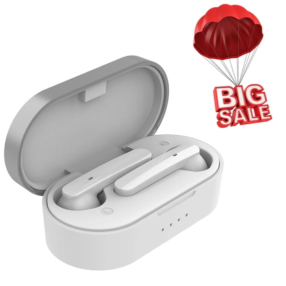 Wireless Bluetooth 5.0 Earbuds, True Wireless Earbuds with Stereo Hi-Fi Sound, Sweatproof In-Ear Headset Wireless Earphone with Charging Case for iPhone/Android, One-Step Pairing,White