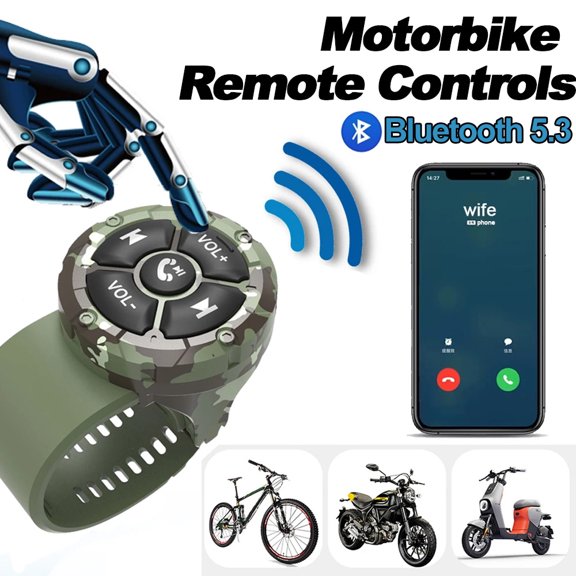 Wireless Bluetooth 5.3 Remote Controller Button Helmet Earphone Controller Motorcycle/Bike Handlebar Media Controller Steering Wheel Remote Control