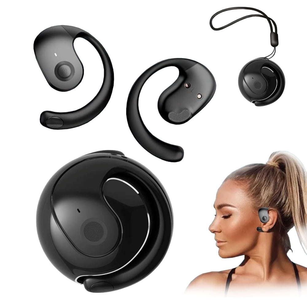 Wireless Bluetooth 5.4 Headphones Open Ear Earbuds IPX5 Waterproof Noise Cancelling Running Sport Wireless Bluetooth Earbuds with Mic and Earhooks for Android iOS Black Walmart