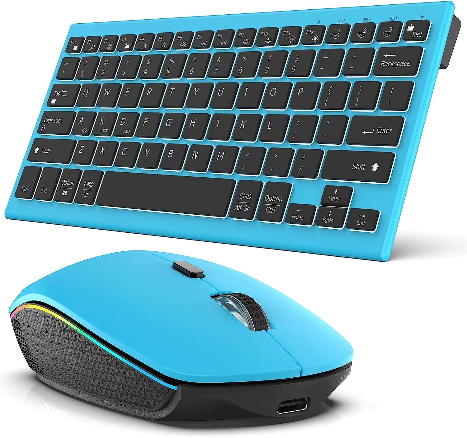 Wireless Bluetooth Aluminum Keyboard Multi-Device Rechargeable Illuminated Full Size Computer Backlight Keyboard Mouse Set
