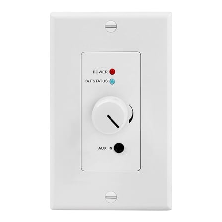 Wireless Bluetooth Audio Receiver Wall Plate Mount, 120W BT 5.0 aptX Music Streaming Adapter - 2 Speakers Stereo Amplifier Audio Volume Control, 3.5mm AUX Input for Sound Speaker Systems