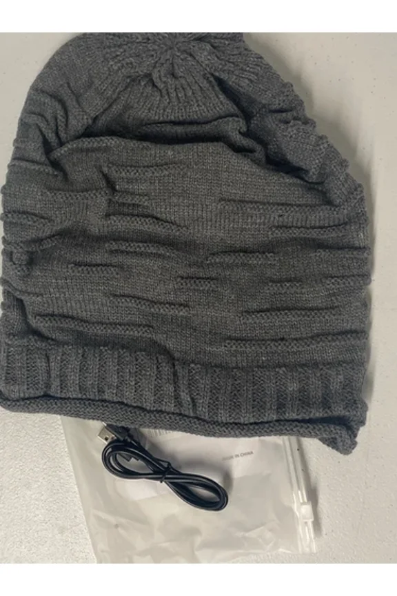 Wireless Bluetooth Beanie Knit Hat Unisex Grey Speaker Built-In Mic Headset Phon