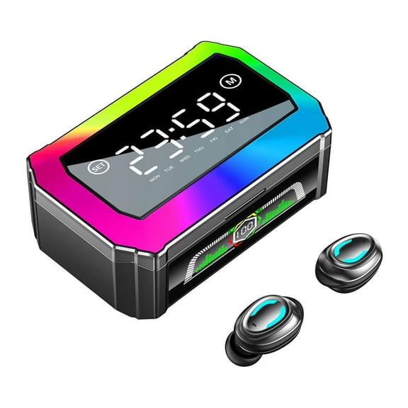 Wireless Bluetooth Clock Display Noise Reduction Low Latency Bluetooth Headset for Mobile Gaming Computer
