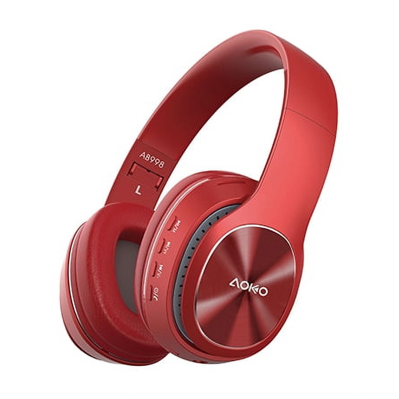 Wireless Bluetooth Collapsible Over the Ear Headphones with Built-in Mic - Red