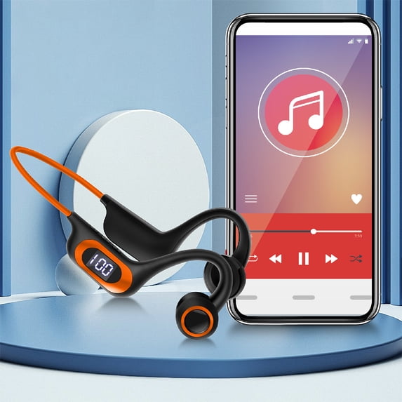 Wireless Bluetooth Conduction Headset Sports Running, Digital Display Bluetooth 5.1, HiFi Sound Open Ear Comfortable Wear 30H Long Playtime Lightweight Headphones