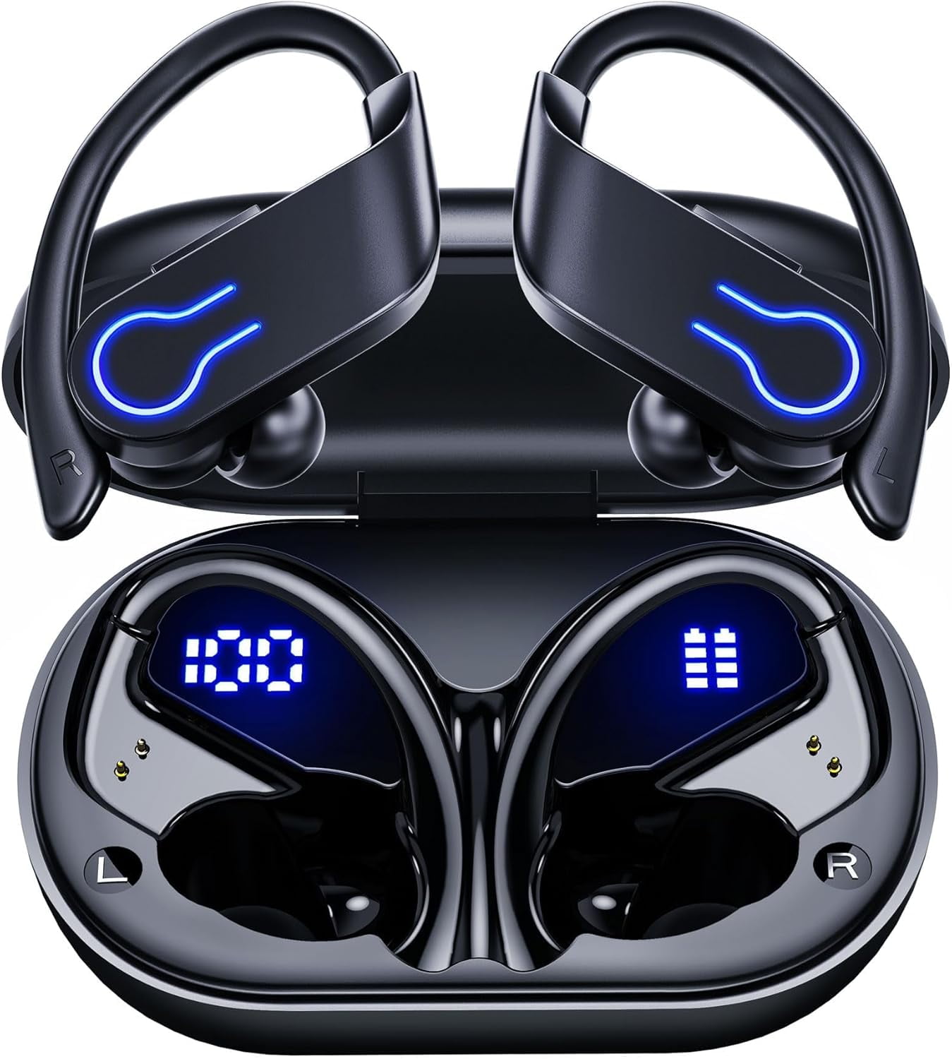 Wireless Bluetooth Earbuds 120H Playtime Bluetooth 5.4 Ear Buds for Sports, Hi-fi Stereo Earphones with LED Display Charging Case, Headphones for Running/Workout Audifonos Bluetooth inalambricos