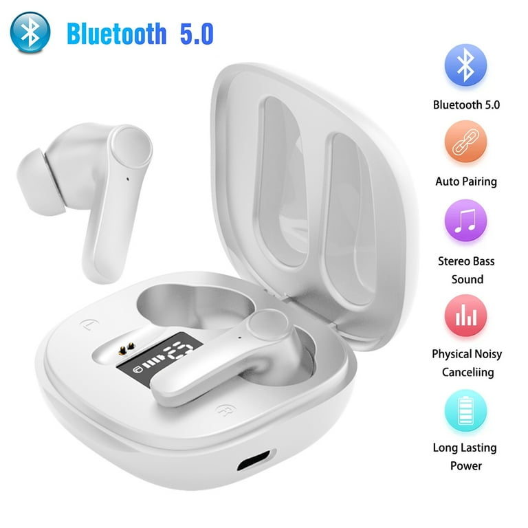 Wireless Bluetooth Earbuds, Bluetooth 5.0 Earphones with Digital LED  Display Charging Case, 60H Playtime Stereo Sound Headphone, IPX7 Waterproof 