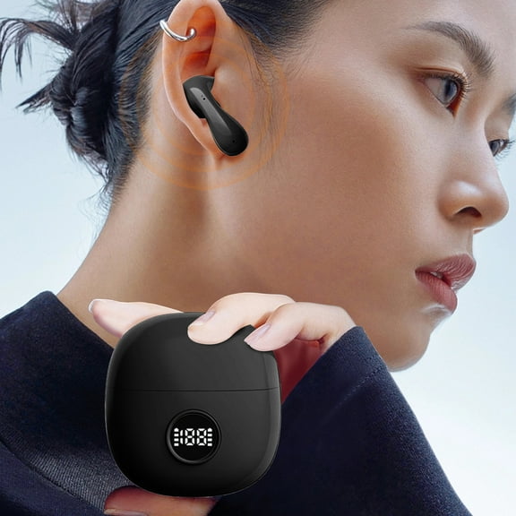 Wireless Bluetooth Earbuds, 75Hrs Playback, LED Display Charging Case, Ear Hooks, IPX7 Waterproof, Over-Ear Design for Sports, Running, Workout(Black)