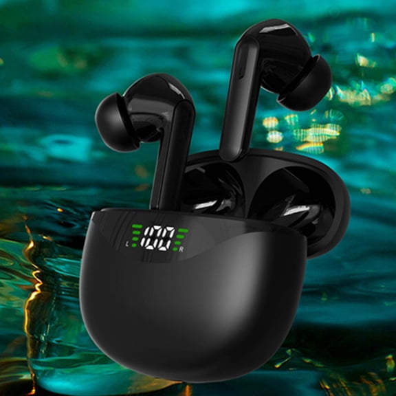 Wireless Bluetooth Earbuds, 75Hrs Playback, LED Display Charging Case, Ear Hooks, IPX7 Waterproof, Over-Ear Design for Sports, Running, Workout - Black