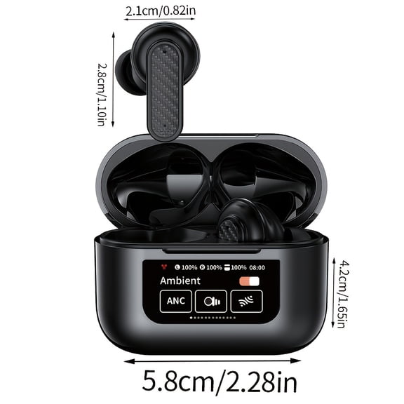 Wireless Bluetooth Earbuds with ANC ENC, HiFi Sound, LED Touch Screen, Type-C, Long Battery Life, Portable for Business Sports Commuting
