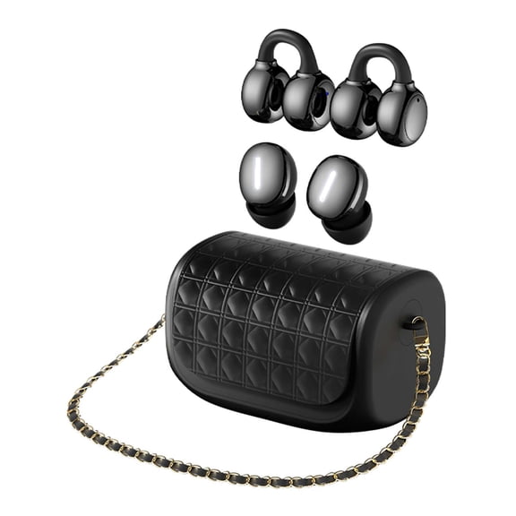 Wireless Bluetooth Earbuds with Handbag-Style Charging Case, Open Ear Clip & In-Ear Dual-Style Headphones, 36H Playtime, Bluetooth 6.1,Skin color