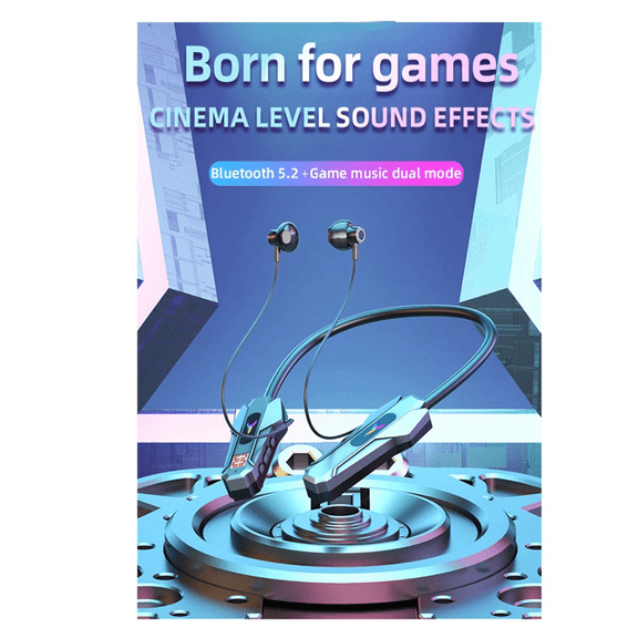 Wireless Bluetooth Earphones Neckband LED Display Gaming Headset Waterproof Magnetic Sport Headsets with HD Mic Green