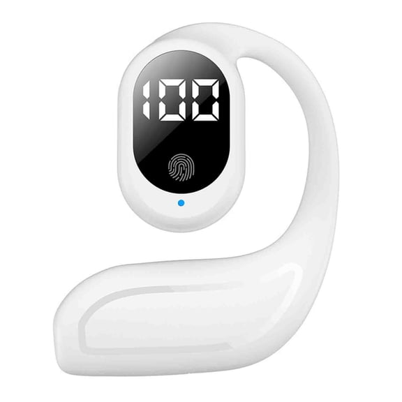 Wireless Bluetooth Earphones, Rvkxad Noise Reduction Sports Earphones With Digital Display 5.3, Long Battery Life 20H High Range 10M Non Ear Cochlear Open Audio For Running Gym, White