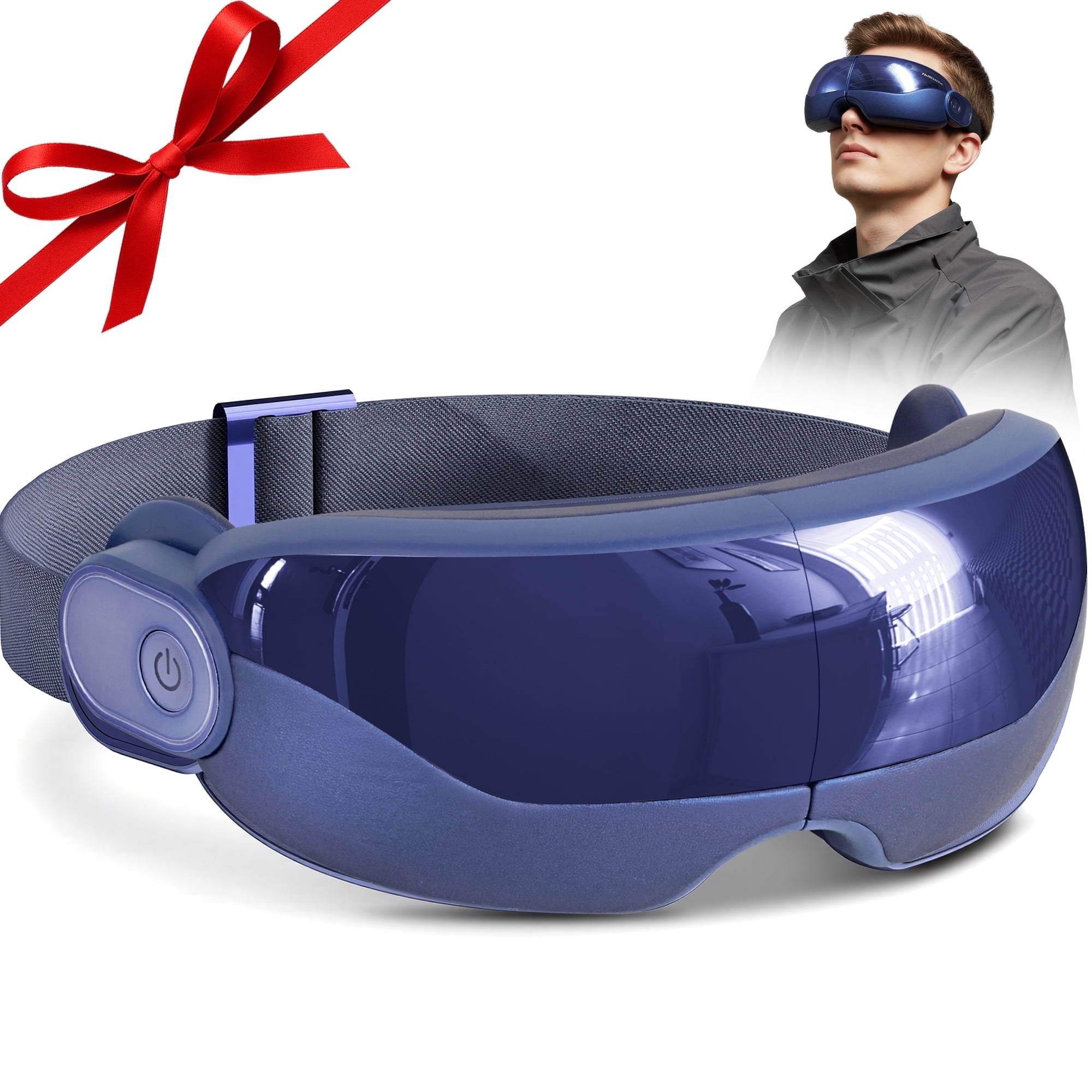 MaxKare Eye Massager with Air Pressure, Open-View Design, Heated Eye Massager for Relieving Eye Strain, Dry Eye, and Headaches, Foldable & Rechargeable