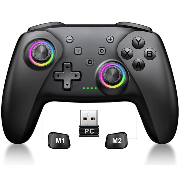 Wireless Bluetooth Gaming Controller, Hall Joysticks, 1000mAh, Turbo & Programmable, Supports PC, Steam, Android, iOS, Switch 1/2