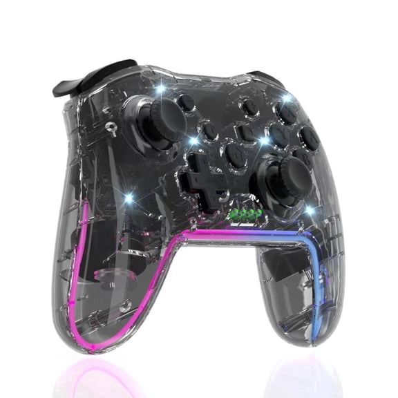 Wireless Bluetooth Gaming Controller with RGB Light,Wireless Switch Pro Controller Compatible Switch/Android/TV/PC/PS3 Rechargeable Switch Remote Gamepad With Turbo,Wake-up,4 Level Vibration Function