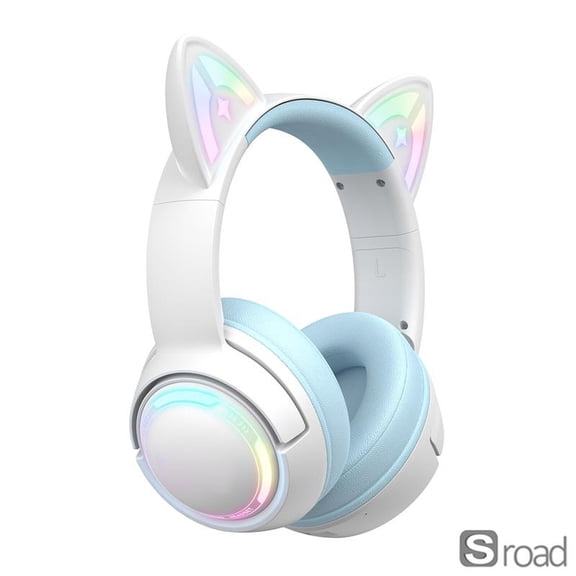 Wireless Bluetooth Gaming Headset With Microphone, RGB Lighting 3D Cat Ear Headphones, Stereo Sound Over-Ear Headset For PC, PS5, Nintendo Switch, Mobile, Tablet, IPad