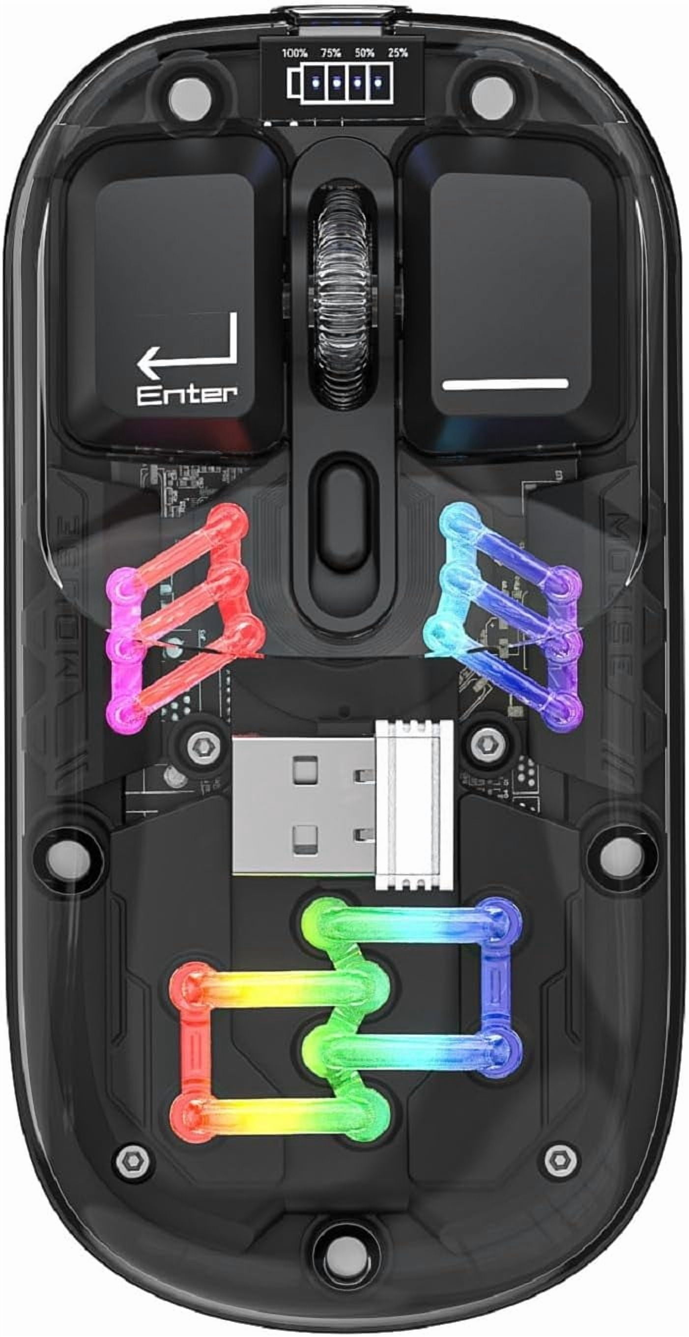 Wireless Bluetooth Gaming Mouse, Transparent Dual-Mode BT 5.0 + 2.4G RGB Mouse, Magnetic Top Cover Rechargeable Silent Mouse for PC Laptop Tablet