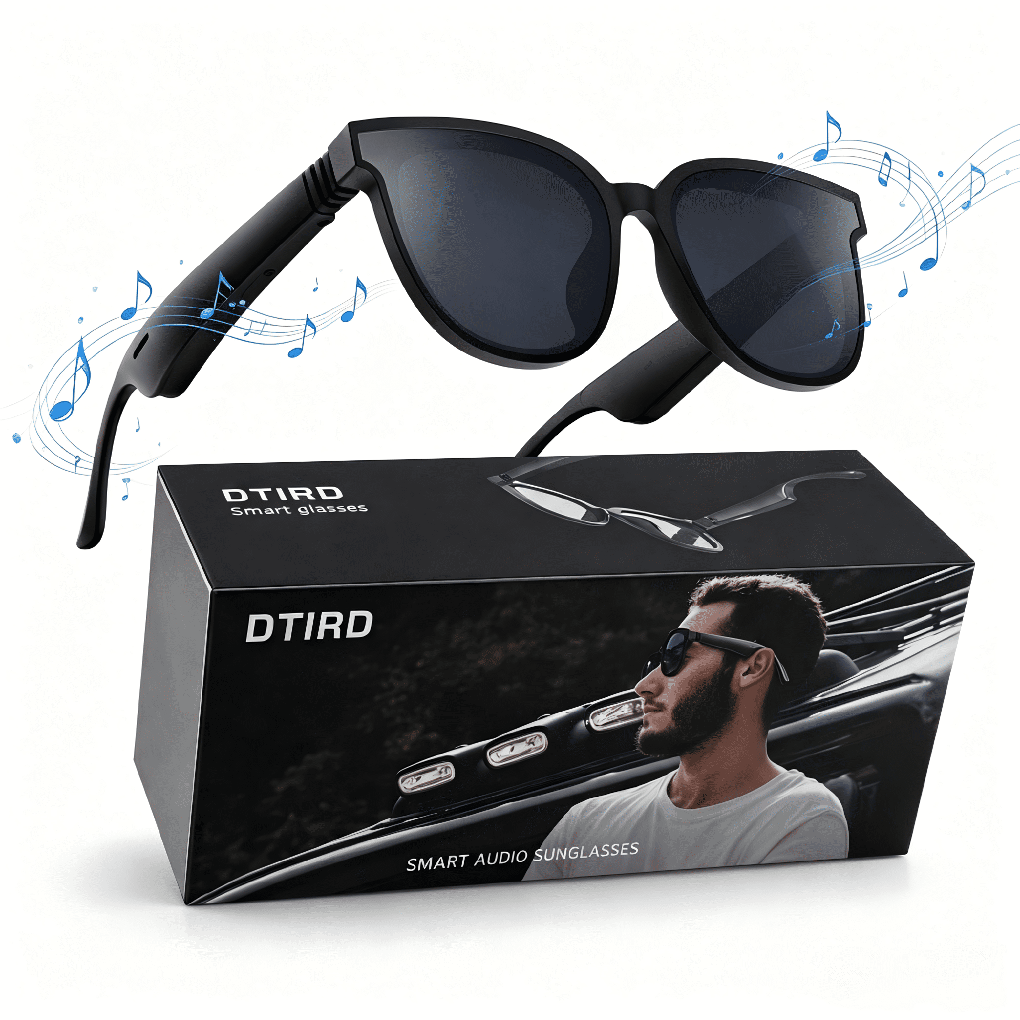 Bluetooth Glasses for Men & Women, AI Smart glasses Music Sunglasses with Open-Ear Speaker, Voice Control & HD Mic, UV400 Lens, 10H Playtime,Waterproof Music Gl