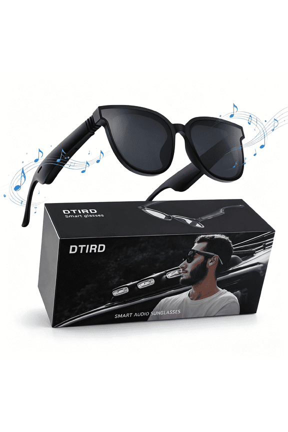 Bluetooth Glasses for Men & Women, AI Smart glasses Music Sunglasses with Open-Ear Speaker, Voice Control & HD Mic, UV400 Lens, 10H Playtime,Waterproof Music Glasses for Driving Travel Work, gifts