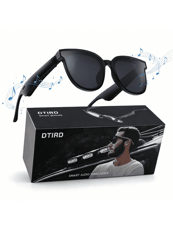 Bluetooth Glasses for Men & Women, AI Smart glasses Music Sunglasses with Open-Ear Speaker, Voice Control & HD Mic, UV400 Lens, 10H Playtime,Waterproof Music Glasses for Driving Travel Work, gifts